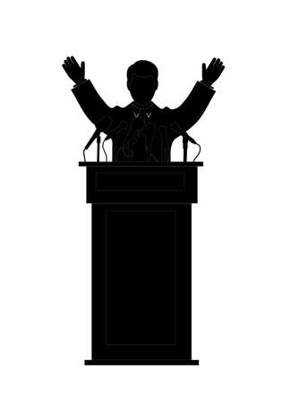 silhouette of the politician before a microphoneのイラスト素材