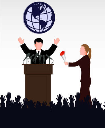 silhouette of the politician before a microphoneのイラスト素材