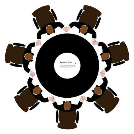 group of men having joined hands in a circleのイラスト素材