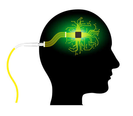 human head with the processor on a white backgroundのイラスト素材