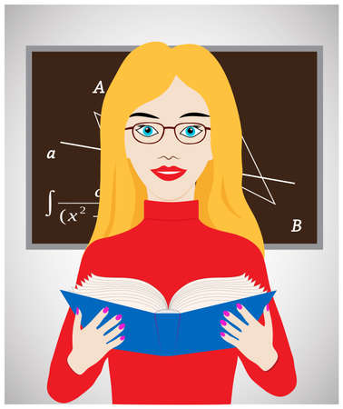 beautiful girl with the bookのイラスト素材