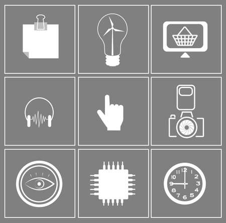 set of web icons on gray backgroundのイラスト素材