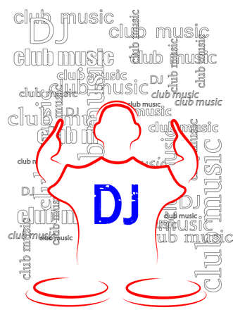 silhouette of the DJ on a seamless background from the textのイラスト素材