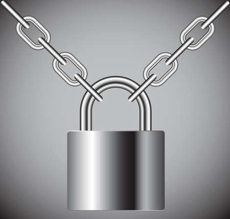 lock on a chain on a gray backgroundのイラスト素材