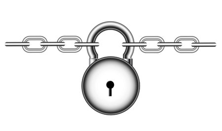lock on a chain on a white backgroundのイラスト素材