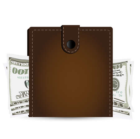 purse with money on a white backgroundのイラスト素材