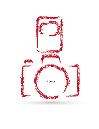photo camera isolated on white background painted with chalkのイラスト素材