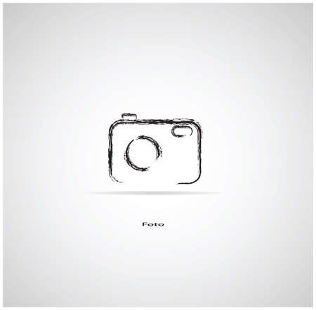 photo camera isolated on white background painted with chalkのイラスト素材
