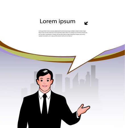 young successful man against the city and a place for your textのイラスト素材