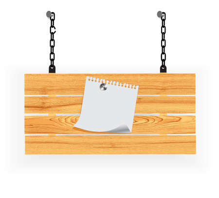 sheet of paper hung on a wooden board for announcementsのイラスト素材