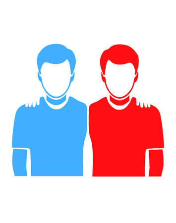 silhouettes of people holding each other on white backgroundのイラスト素材