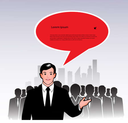 business team on the background of the city and the bubble for your textのイラスト素材