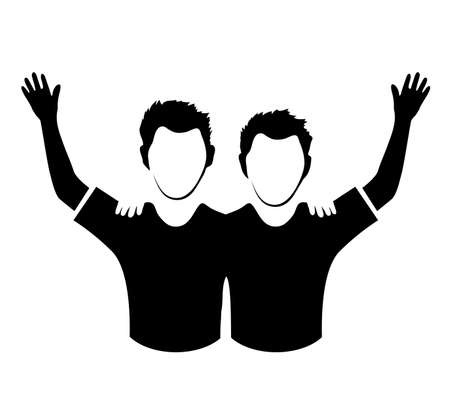 silhouettes of people holding each other on white backgroundのイラスト素材