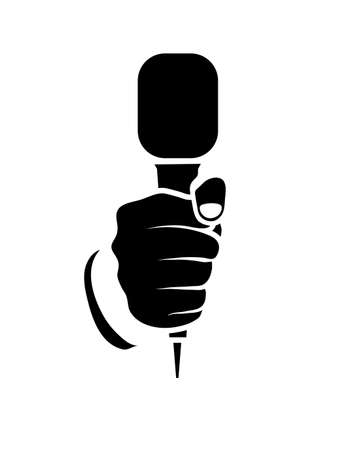 hand with a microphone on a white backgroundのイラスト素材