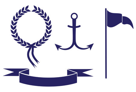 marine symbols isolated on whiteのイラスト素材