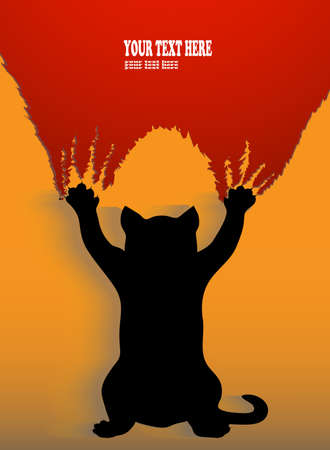 silhouette of a cat scratch background with place for your textのイラスト素材