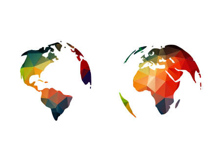 continents of polygons on a white backgroundのイラスト素材