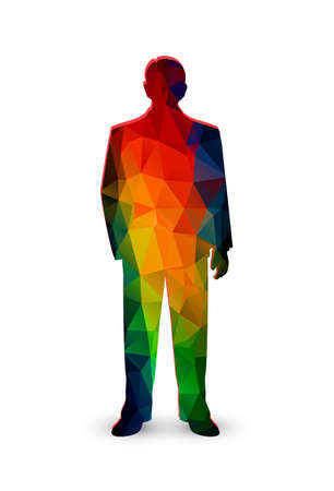 silhouette of the businessman from color polygonsのイラスト素材
