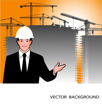 on the image are presented the engineer against constructionのイラスト素材