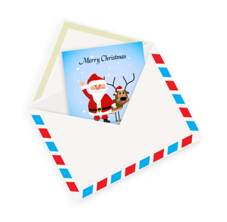 Christmas card with envelope on a white backgroundのイラスト素材
