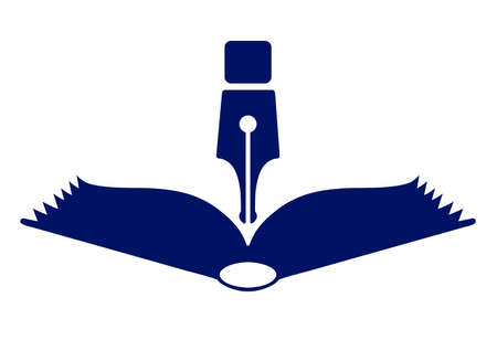 icon a feather over the book on a white backgroundのイラスト素材