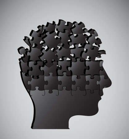 human head from disintegrated puzzlesのイラスト素材