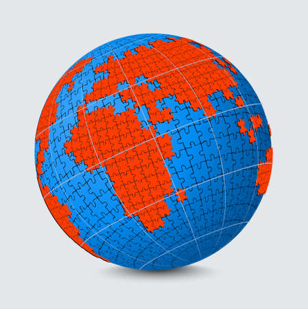 globe built of puzzleのイラスト素材