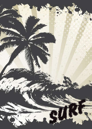 background of a sea surf in style grungeのイラスト素材