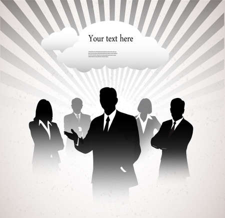 silhouettes of businessmen on a graphic abstract backgroundのイラスト素材