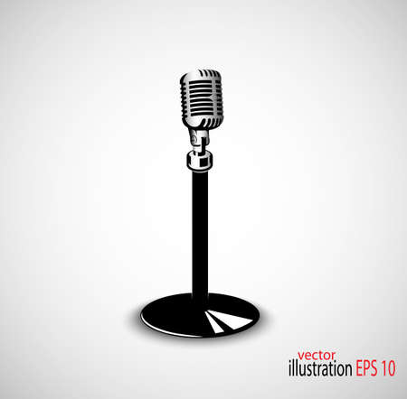 old microphone on gray seamless backgroundのイラスト素材