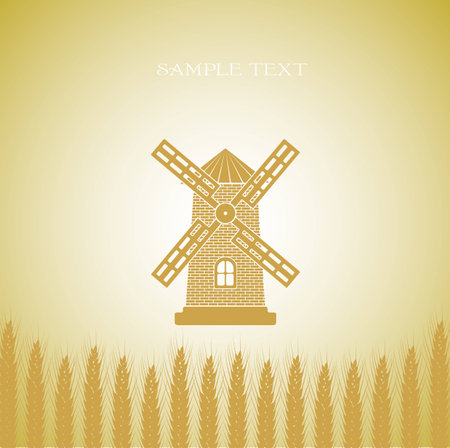 mill in wheat earsのイラスト素材