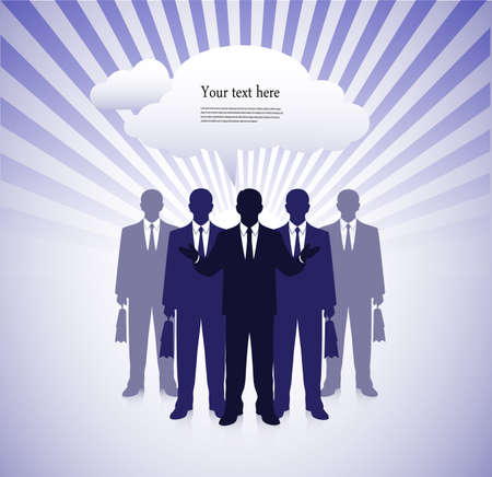 silhouettes of businessmen on a graphic abstract backgroundのイラスト素材