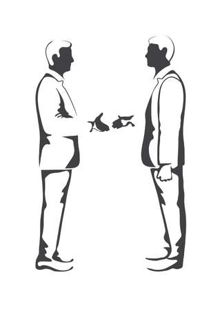 Meeting two businessmenのイラスト素材