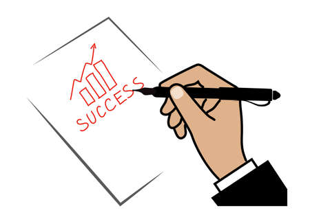hand writes success on paperのイラスト素材