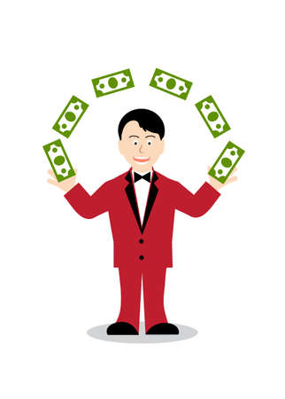 cheerful person scatters dollarsのイラスト素材