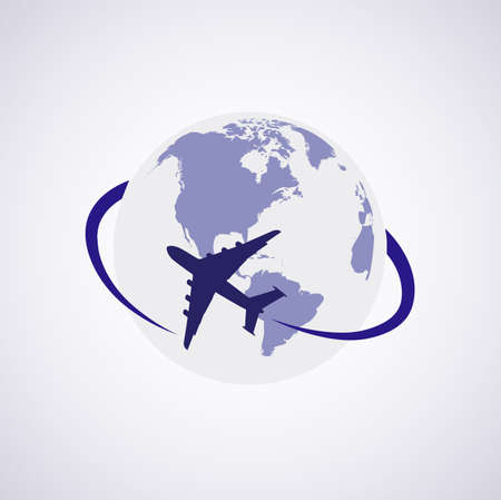 plane on the background of the planet symbol travelのイラスト素材