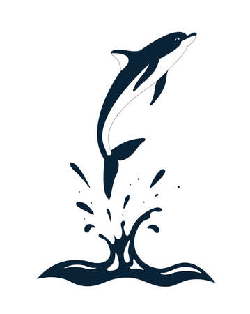 dolphin in the wavesのイラスト素材