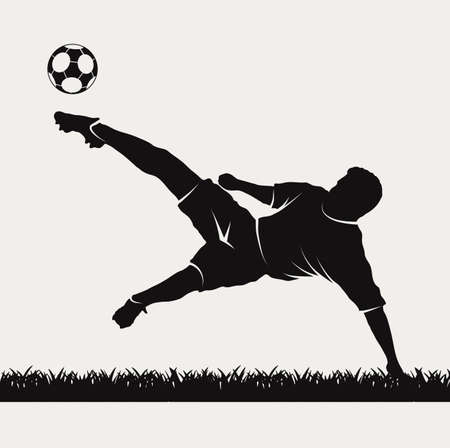 silhouette of a footballer beating on a ballのイラスト素材