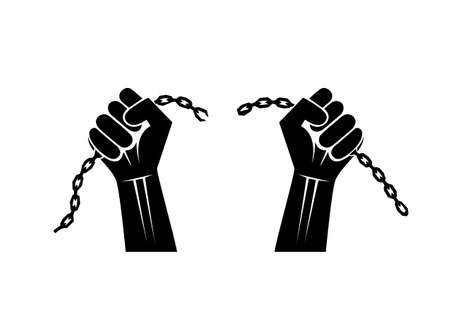 chains broken off by handsのイラスト素材