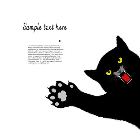 playing cat on a white background with space for your textのイラスト素材