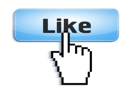 hand link selection computer mouse cursor pressing  glossy button with Like text isolated on white backgroundのイラスト素材