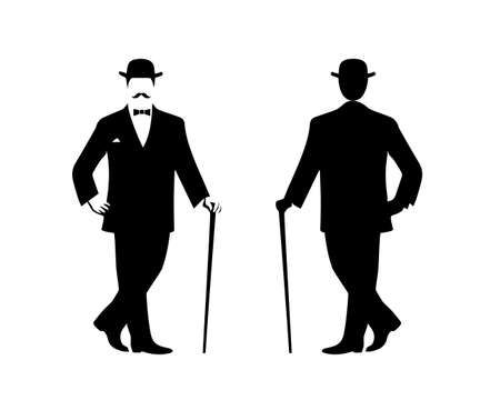 silhouette of the gentleman in a fashionable suitのイラスト素材