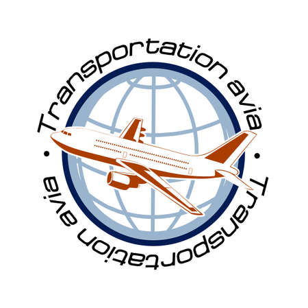 plane on the background of the planet symbol of air transportationのイラスト素材