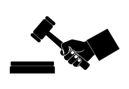 silhouette of the hand with a hammerのイラスト素材