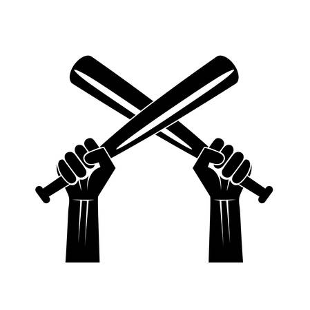 baseball bat in his handsのイラスト素材