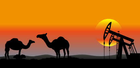 oil production Middle East industrial backgroundのイラスト素材