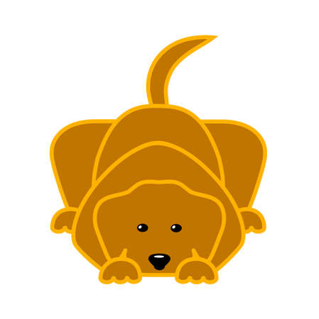 drawing of a lying dog in flat styleのイラスト素材