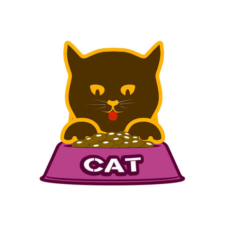 kitten with a forage bowl a food symbol for petsのイラスト素材