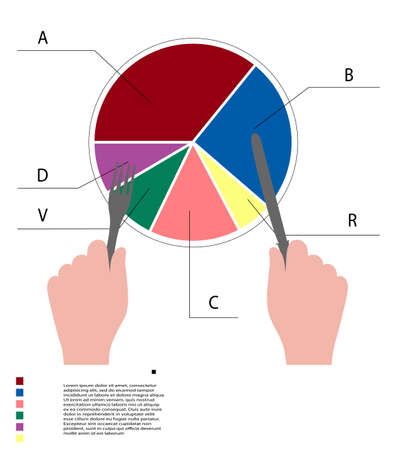 hands divide pie of the economic scheduleのイラスト素材
