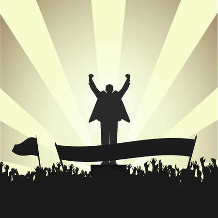 politician before audience at the background with spotlightsのイラスト素材